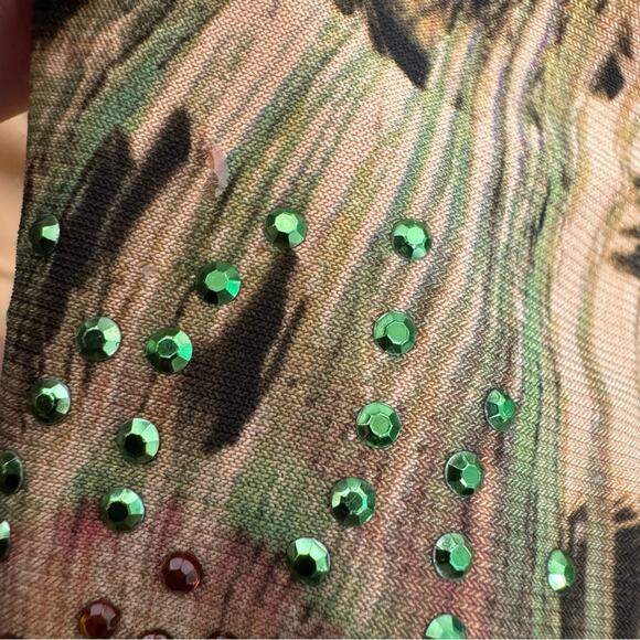 Peacock & Leopard Print Drape Open Cardigan Top Festival Maximalist Elec… - Picture 7 of 9